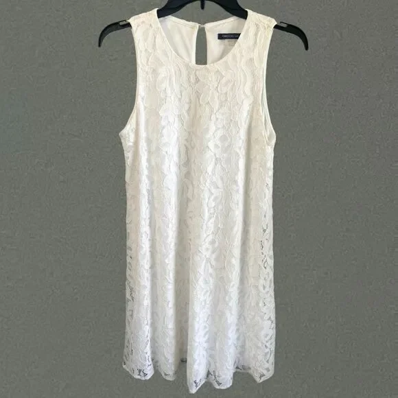 Tommy Hilfiger Sleeveless White Floral Lace A-Line Dress, Size 6 - Picture 3 of 13